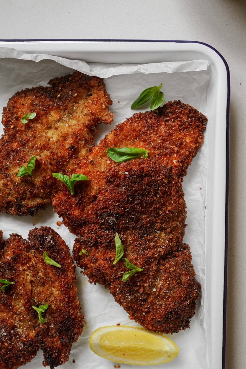 Chicken Cutlets on a baking tray