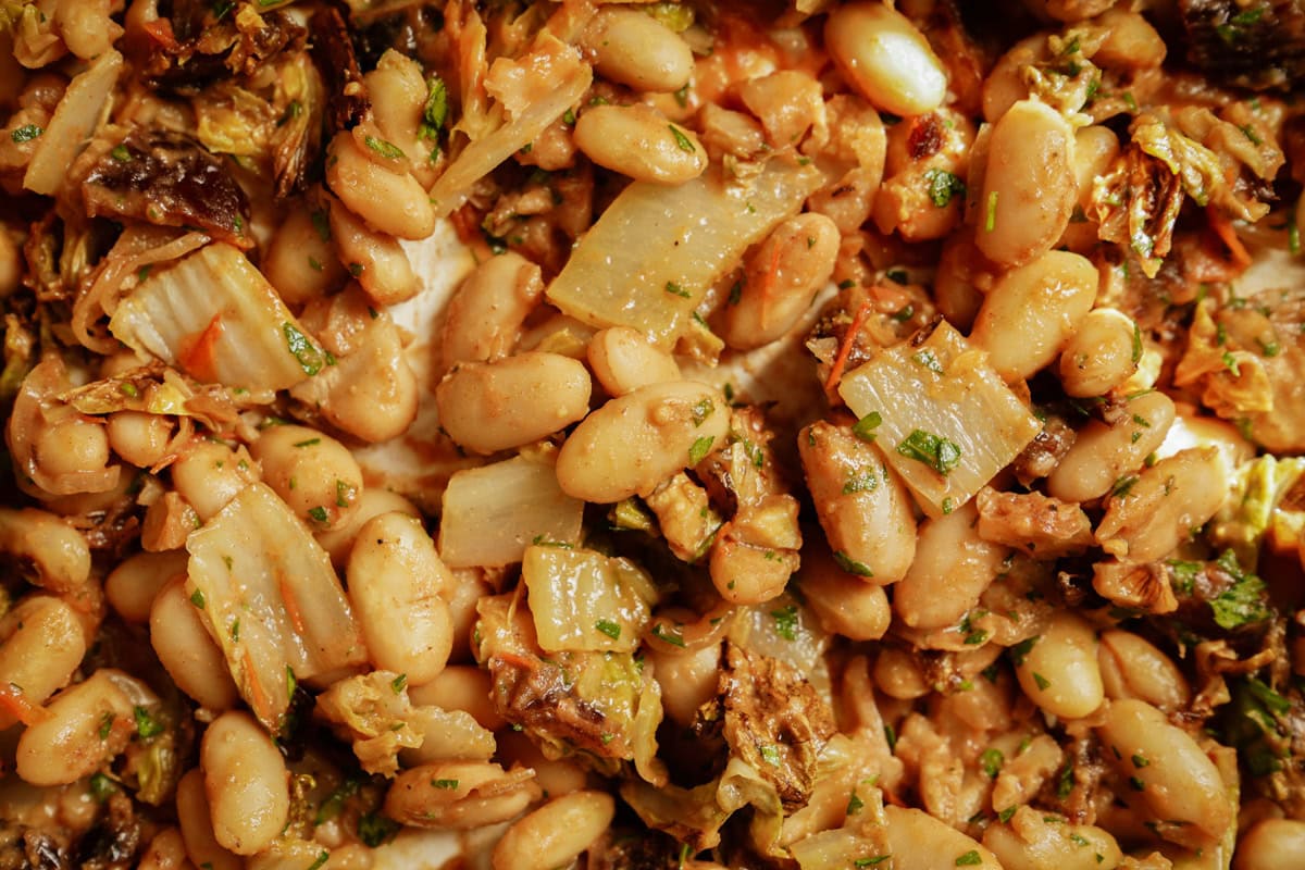 Close up of baked cabbage